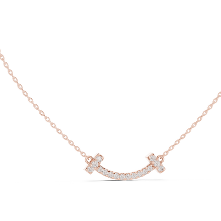 Minimal curved diamond bar pendant in gold with lab grown diamonds by Signora Jewels