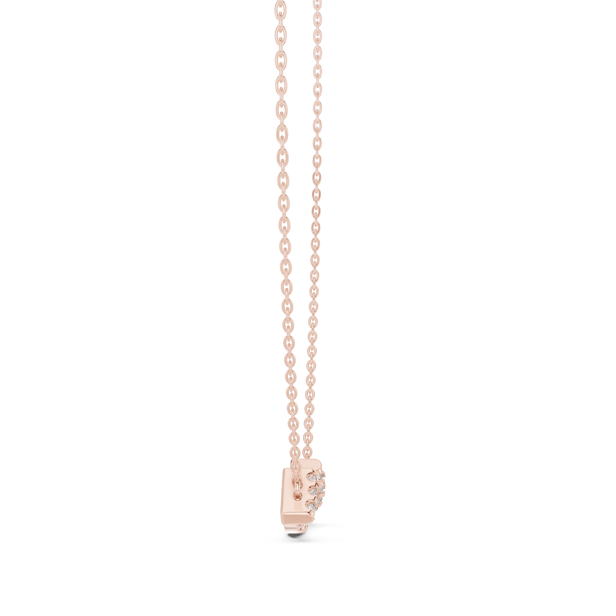 Minimal curved diamond bar pendant in gold with lab grown diamonds by Signora Jewels