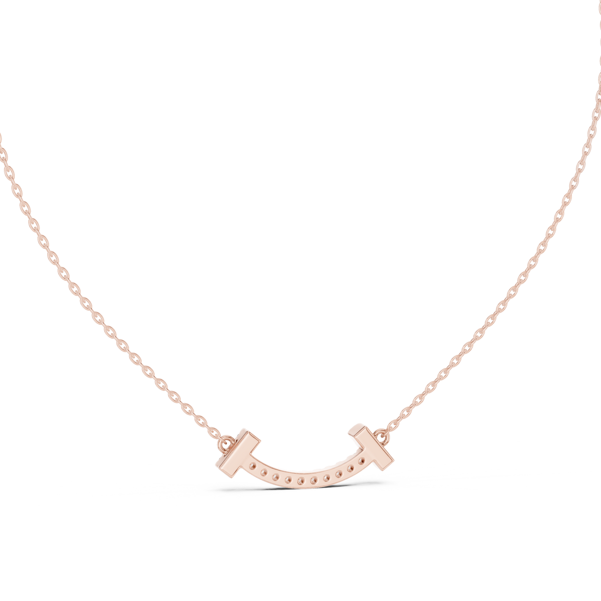 Minimal curved diamond bar pendant in gold with lab grown diamonds by Signora Jewels