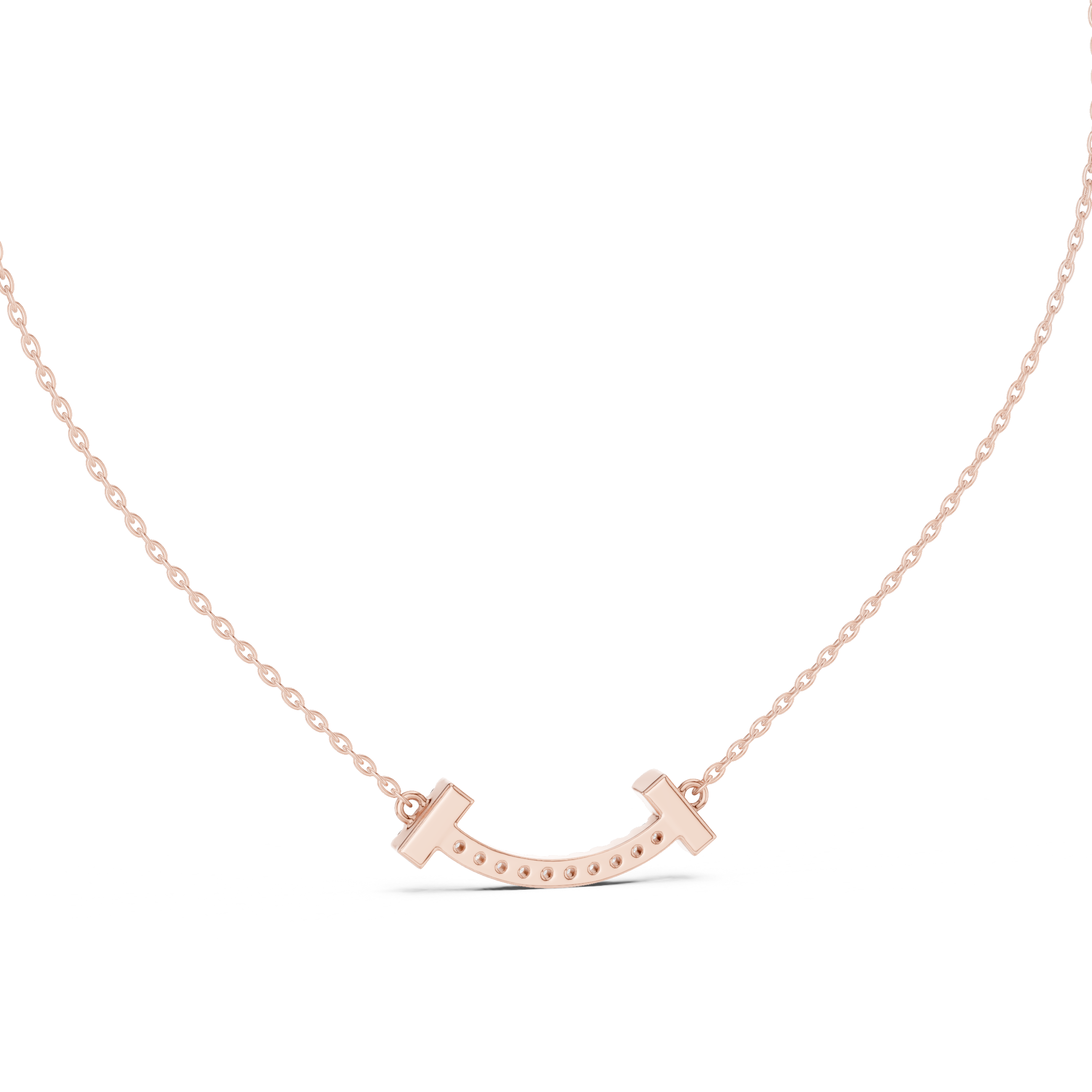 Minimal curved diamond bar pendant in gold with lab grown diamonds by Signora Jewels