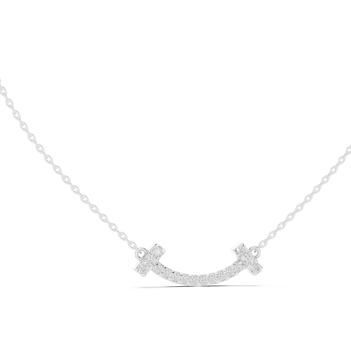 Minimal curved diamond bar pendant in gold with lab grown diamonds by Signora Jewels