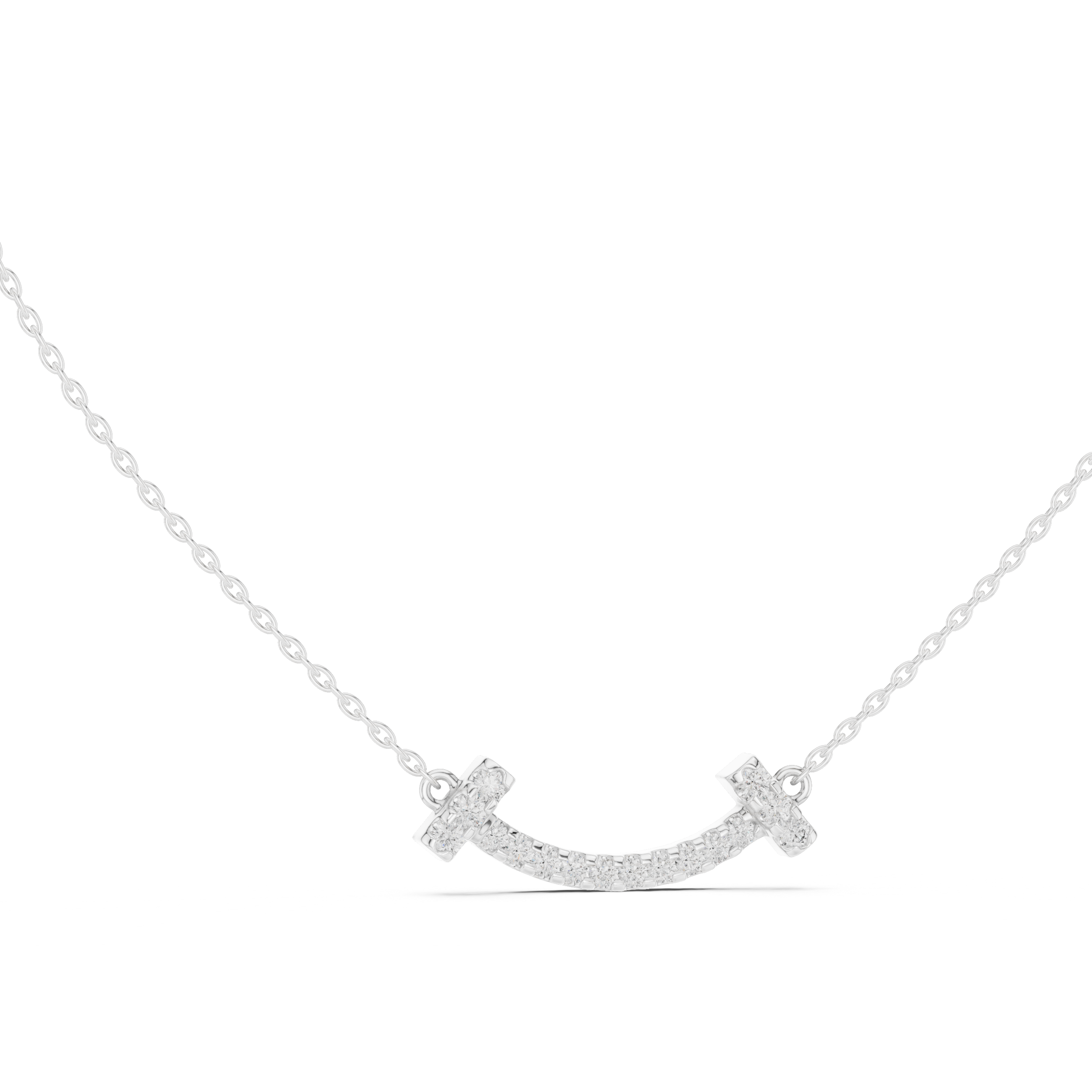 Minimal curved diamond bar pendant in gold with lab grown diamonds by Signora Jewels