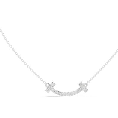 Minimal curved diamond bar pendant in gold with lab grown diamonds by Signora Jewels