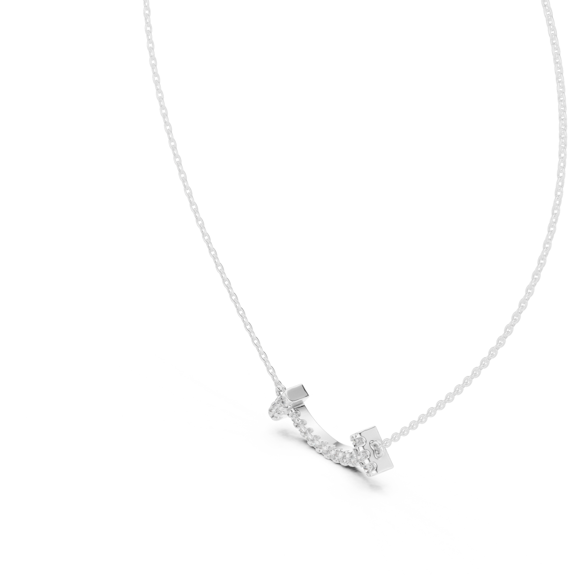 Minimal curved diamond bar pendant in gold with lab grown diamonds by Signora Jewels