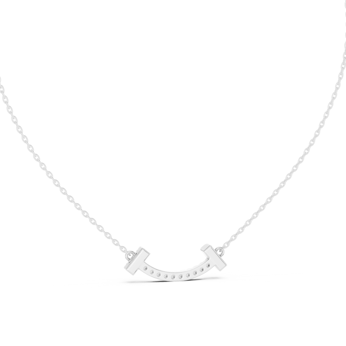 Minimal curved diamond bar pendant in gold with lab grown diamonds by Signora Jewels