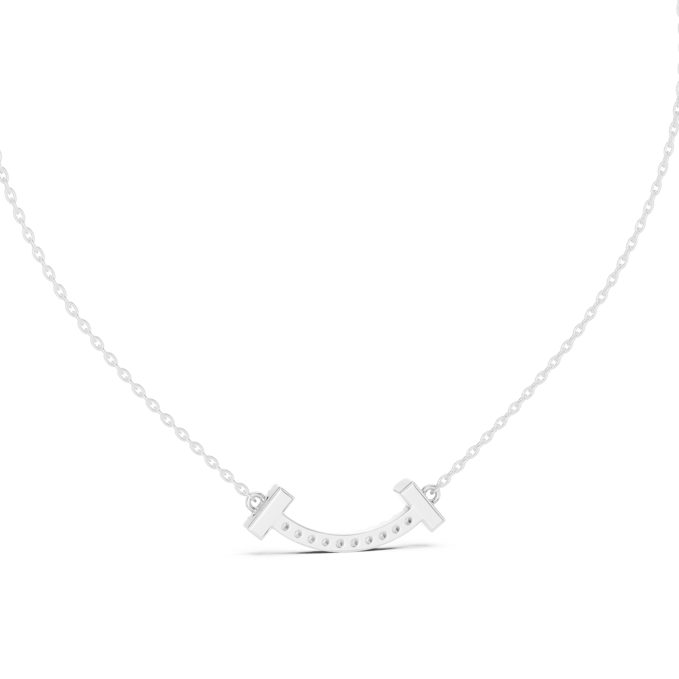 Minimal curved diamond bar pendant in gold with lab grown diamonds by Signora Jewels