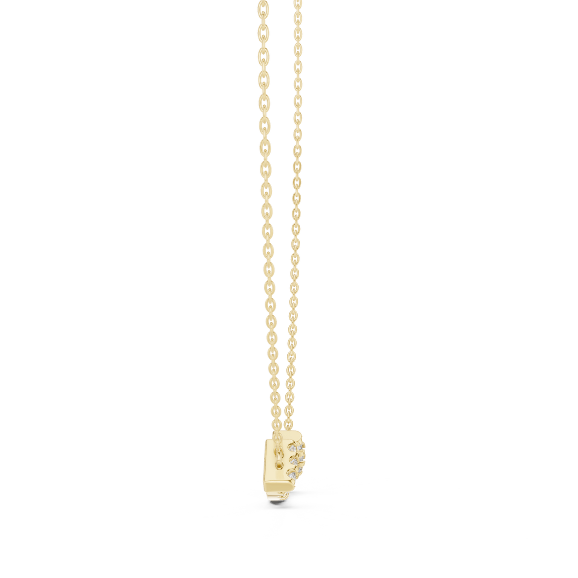 Minimal curved diamond bar pendant in gold with lab grown diamonds by Signora Jewels