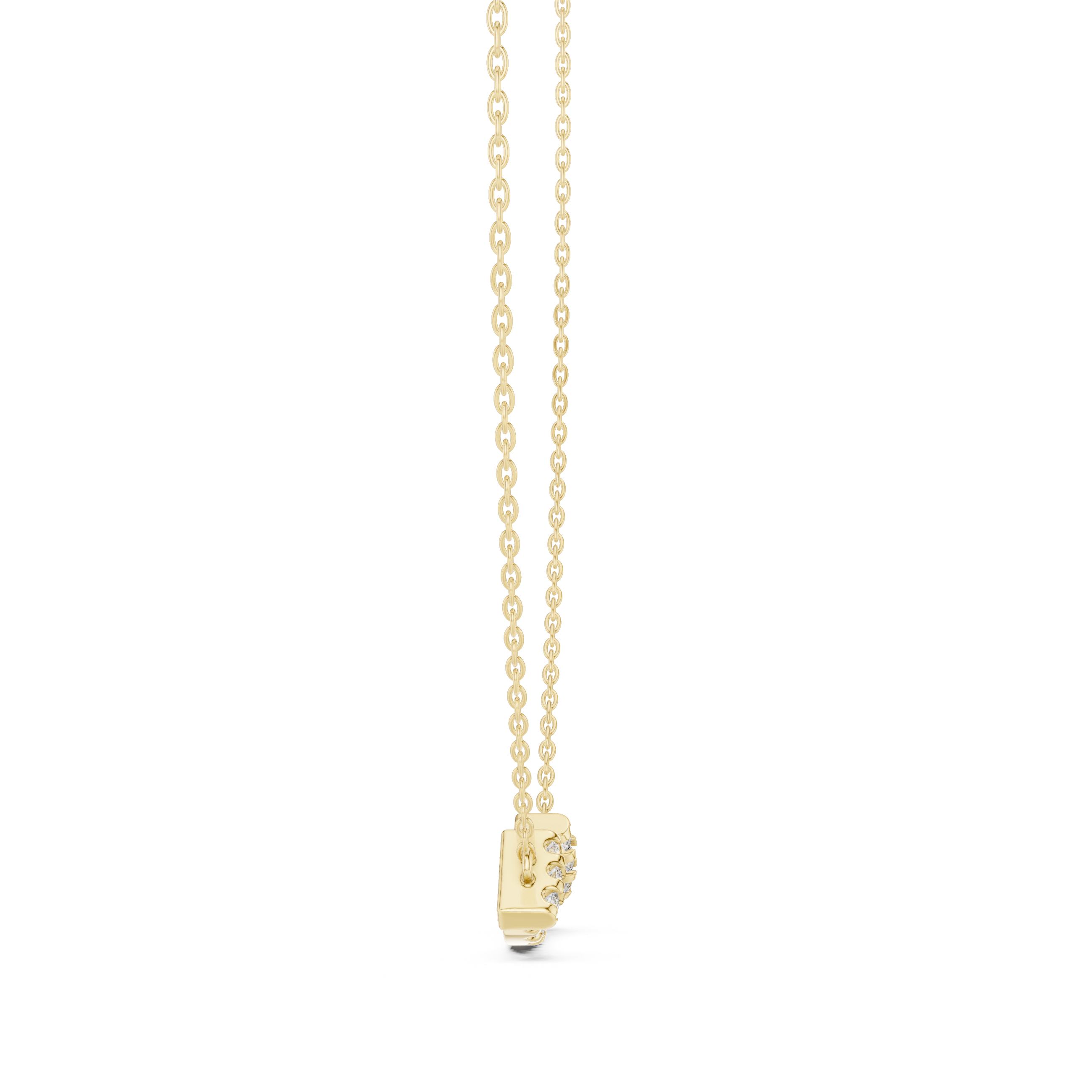 Minimal curved diamond bar pendant in gold with lab grown diamonds by Signora Jewels
