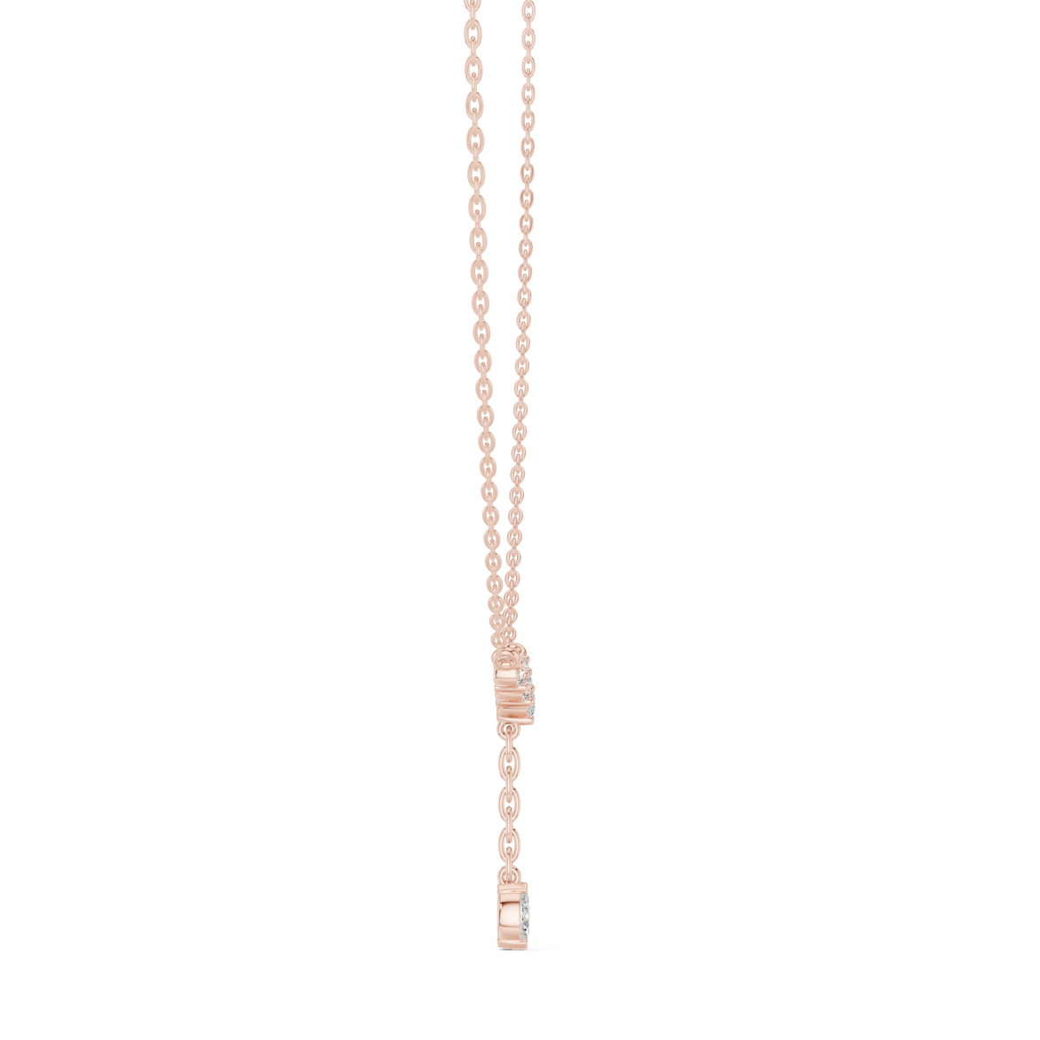 Minimal diamond drop pendant in gold with marquise and round lab grown diamonds by Signora Jewels