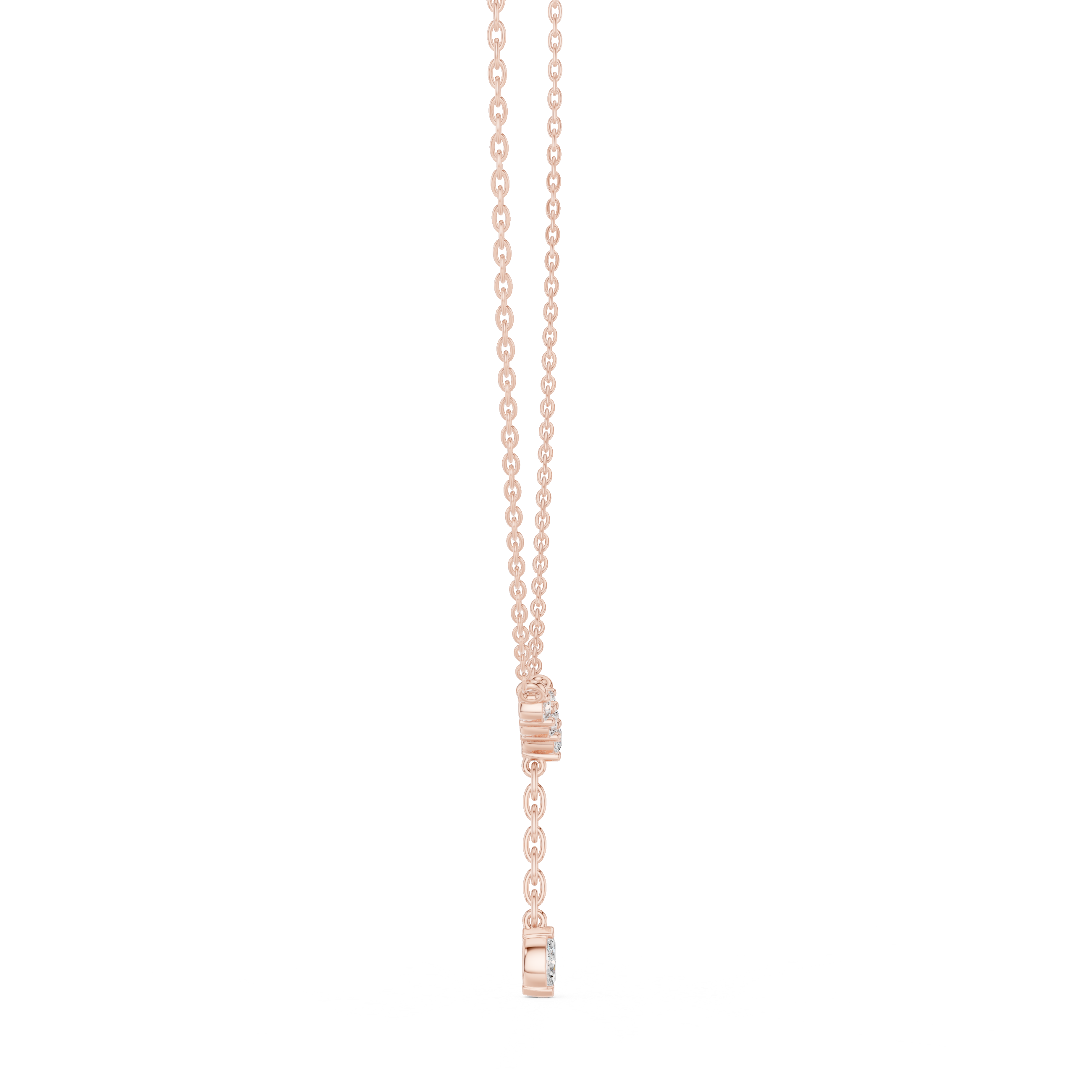Minimal diamond drop pendant in gold with marquise and round lab grown diamonds by Signora Jewels