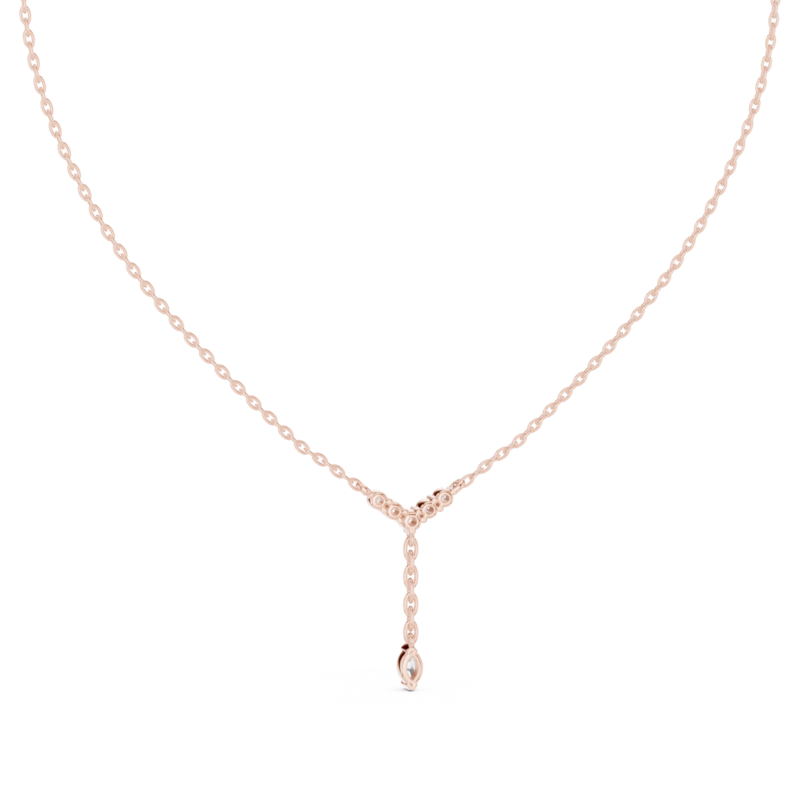 Minimal diamond drop pendant in gold with marquise and round lab grown diamonds by Signora Jewels