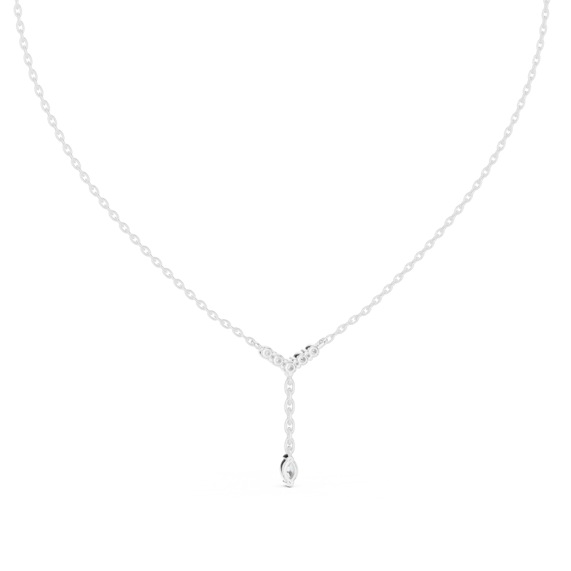 Minimal diamond drop pendant in gold with marquise and round lab grown diamonds by Signora Jewels
