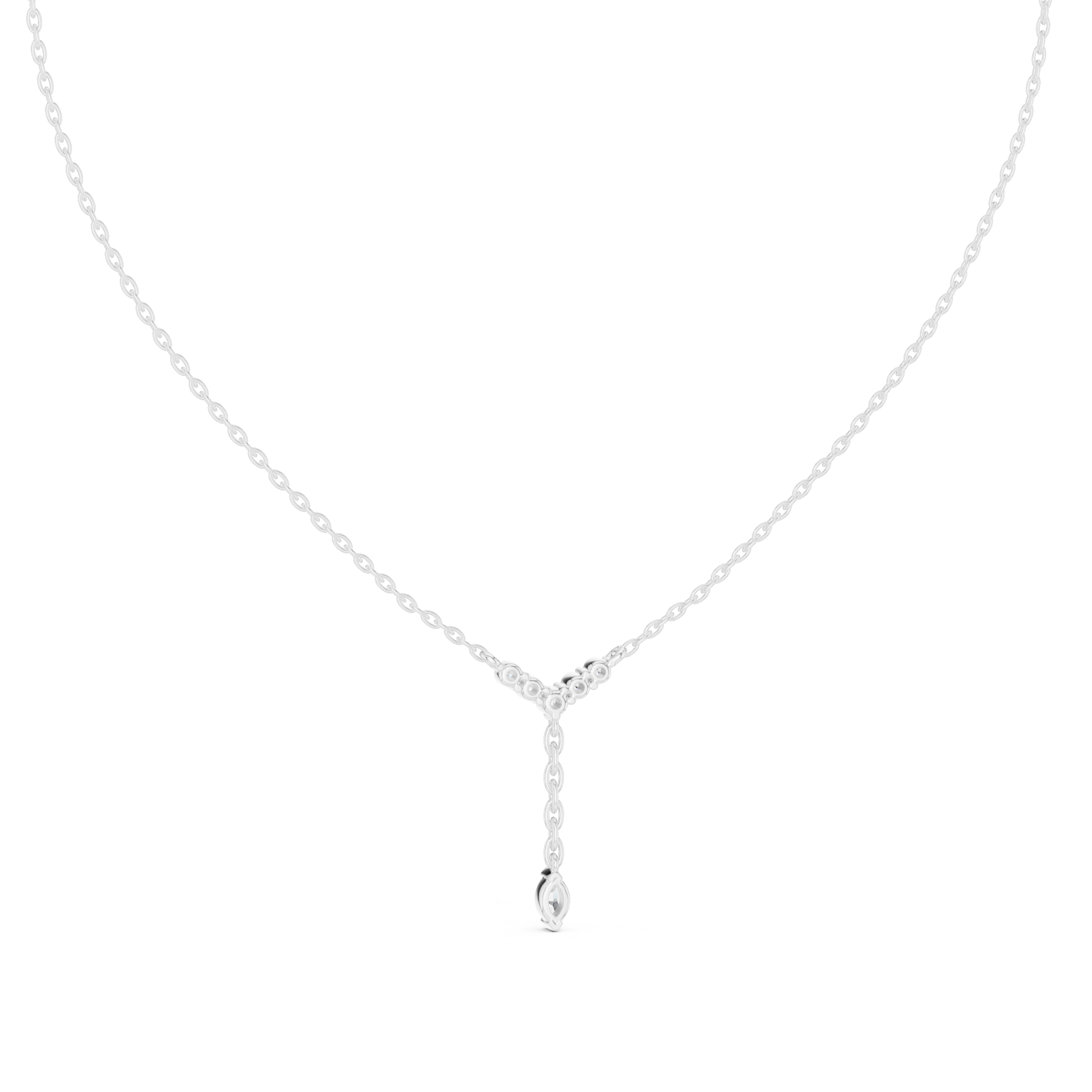 Minimal diamond drop pendant in gold with marquise and round lab grown diamonds by Signora Jewels