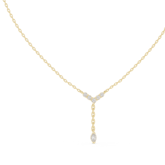 marquise lab grown diamond drop pendant in yellow gold
