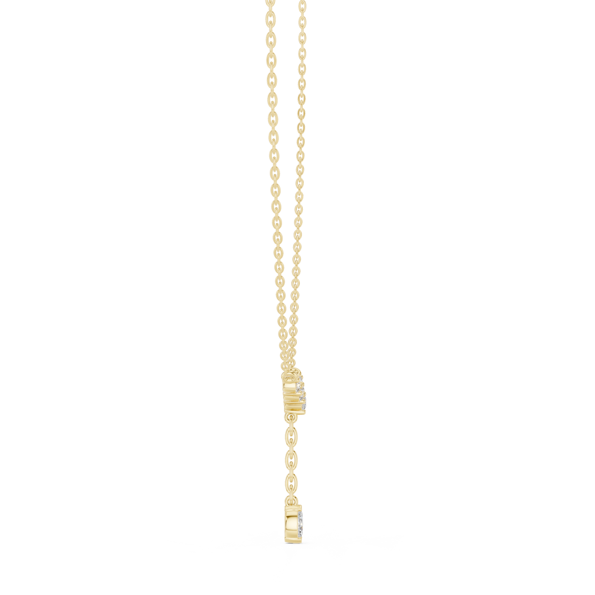 Minimal diamond drop pendant in gold with marquise and round lab grown diamonds by Signora Jewels