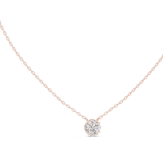 round lab grown diamond solitaire pendant in rose gold