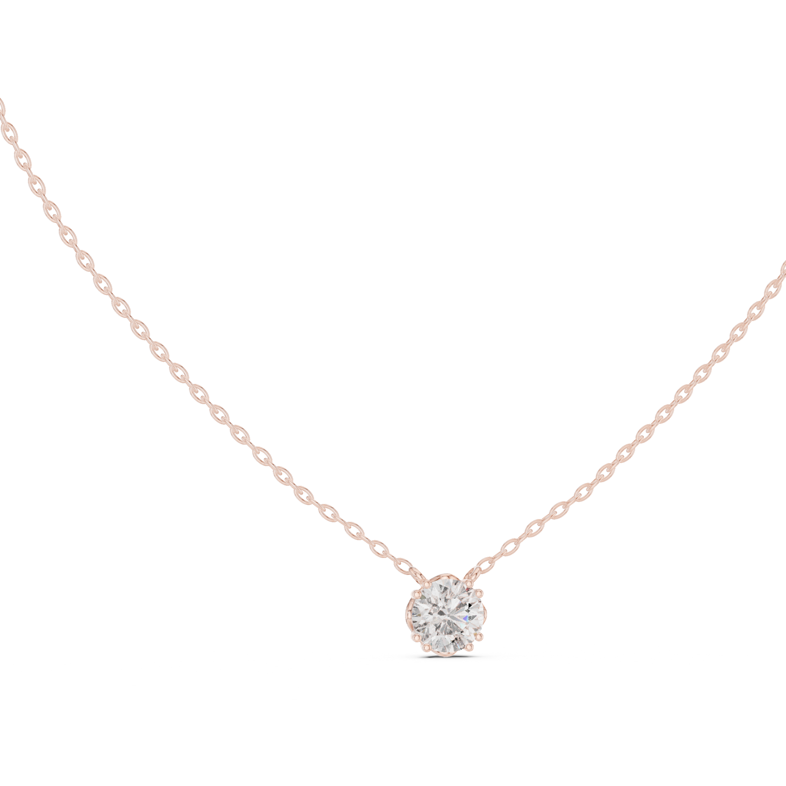 Minimal round cut solitaire diamond pendant in gold with lab grown diamond by Signora Jewels