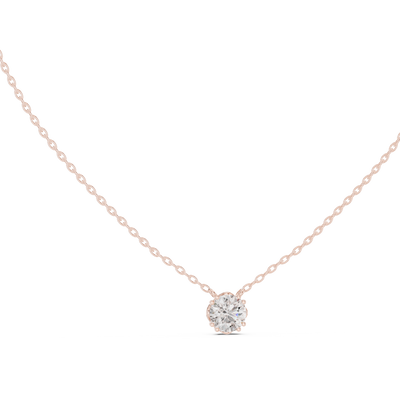 Minimal round cut solitaire diamond pendant in gold with lab grown diamond by Signora Jewels