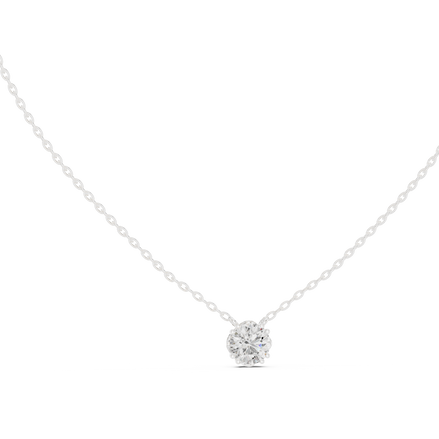 Minimal round cut solitaire diamond pendant in gold with lab grown diamond by Signora Jewels