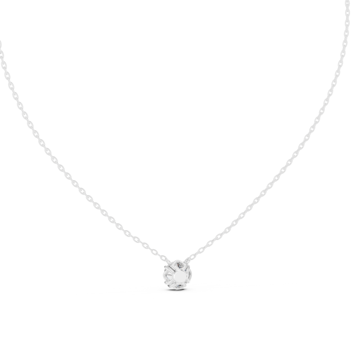Minimal round cut solitaire diamond pendant in gold with lab grown diamond by Signora Jewels