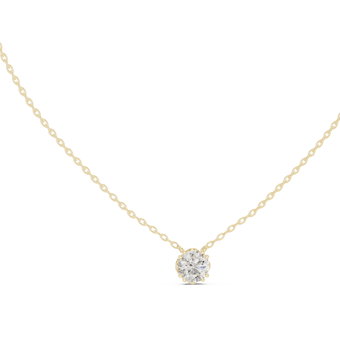 Minimal round cut solitaire diamond pendant in gold with lab grown diamond by Signora Jewels