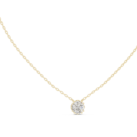 round lab grown diamond solitaire pendant in yellow gold