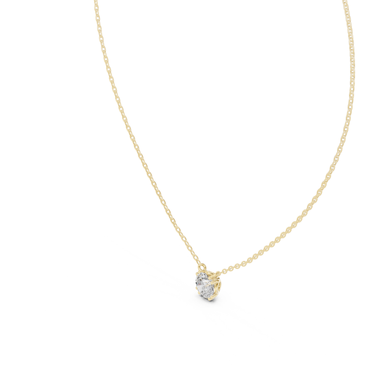 Minimal round cut solitaire diamond pendant in gold with lab grown diamond by Signora Jewels