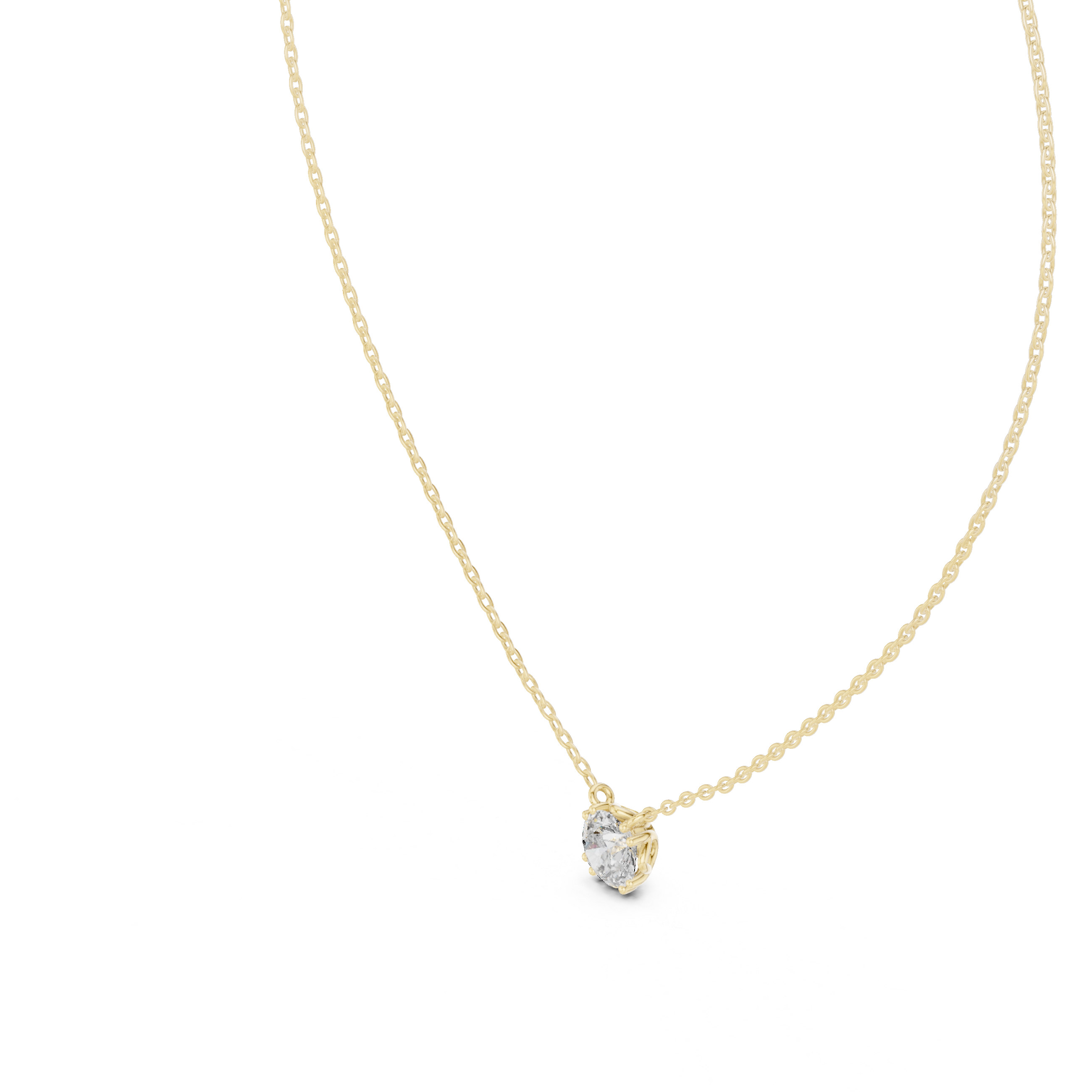Minimal round cut solitaire diamond pendant in gold with lab grown diamond by Signora Jewels