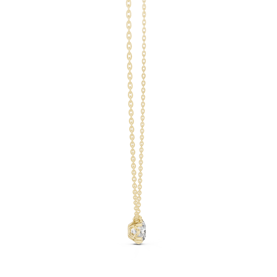 Minimal round cut solitaire diamond pendant in gold with lab grown diamond by Signora Jewels