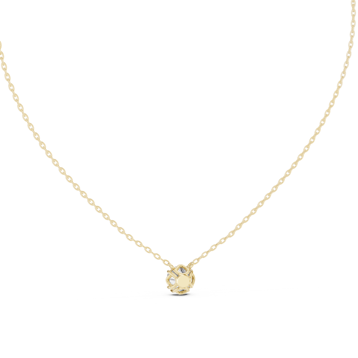 Minimal round cut solitaire diamond pendant in gold with lab grown diamond by Signora Jewels