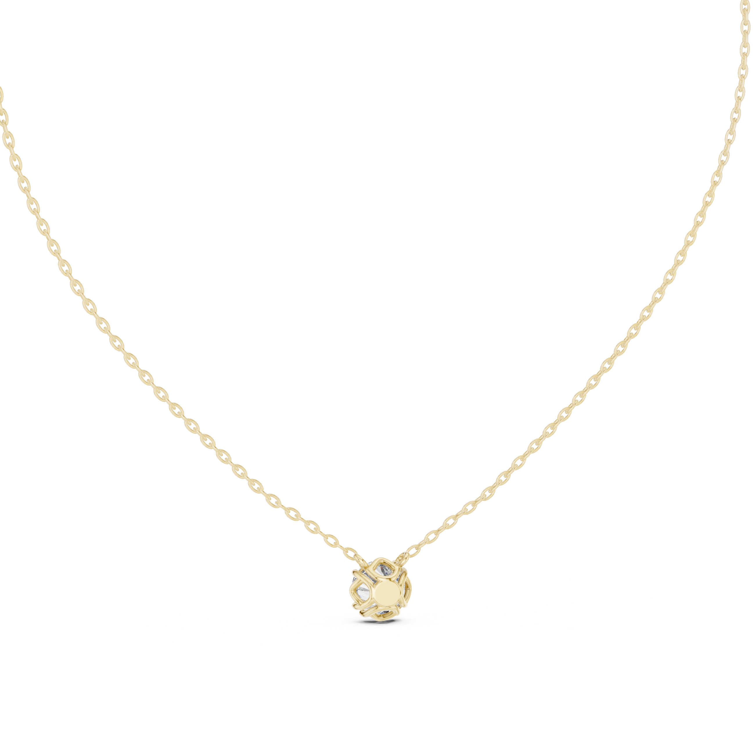 Minimal round cut solitaire diamond pendant in gold with lab grown diamond by Signora Jewels