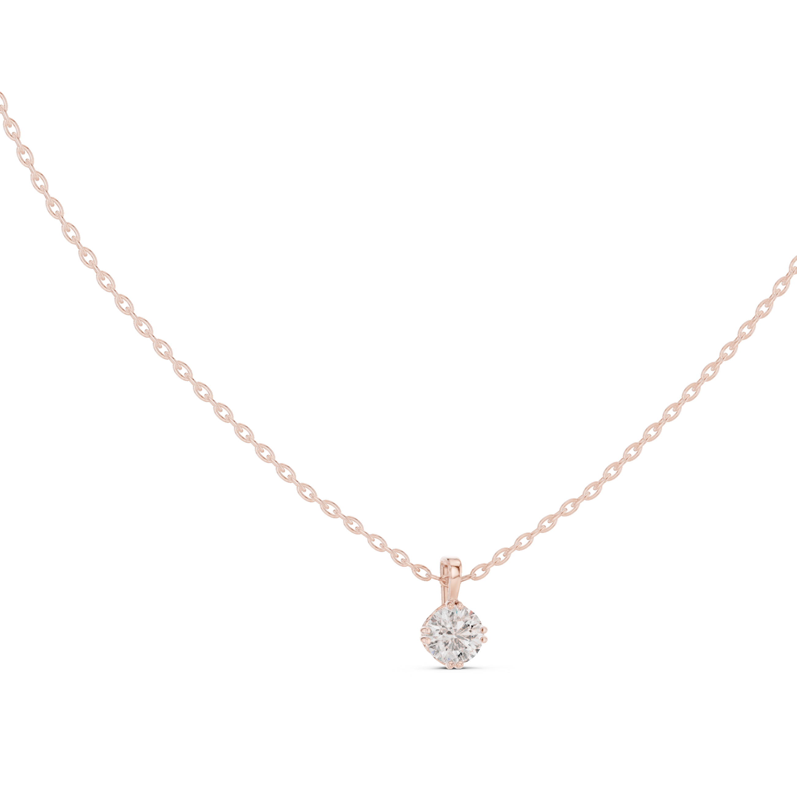 Minimal round cut solitaire diamond pendant in gold with lab grown diamond by Signora Jewels