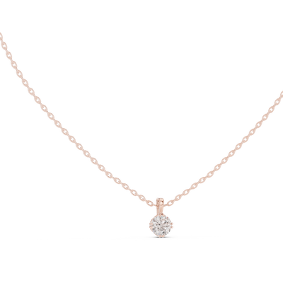 Minimal round cut solitaire diamond pendant in gold with lab grown diamond by Signora Jewels