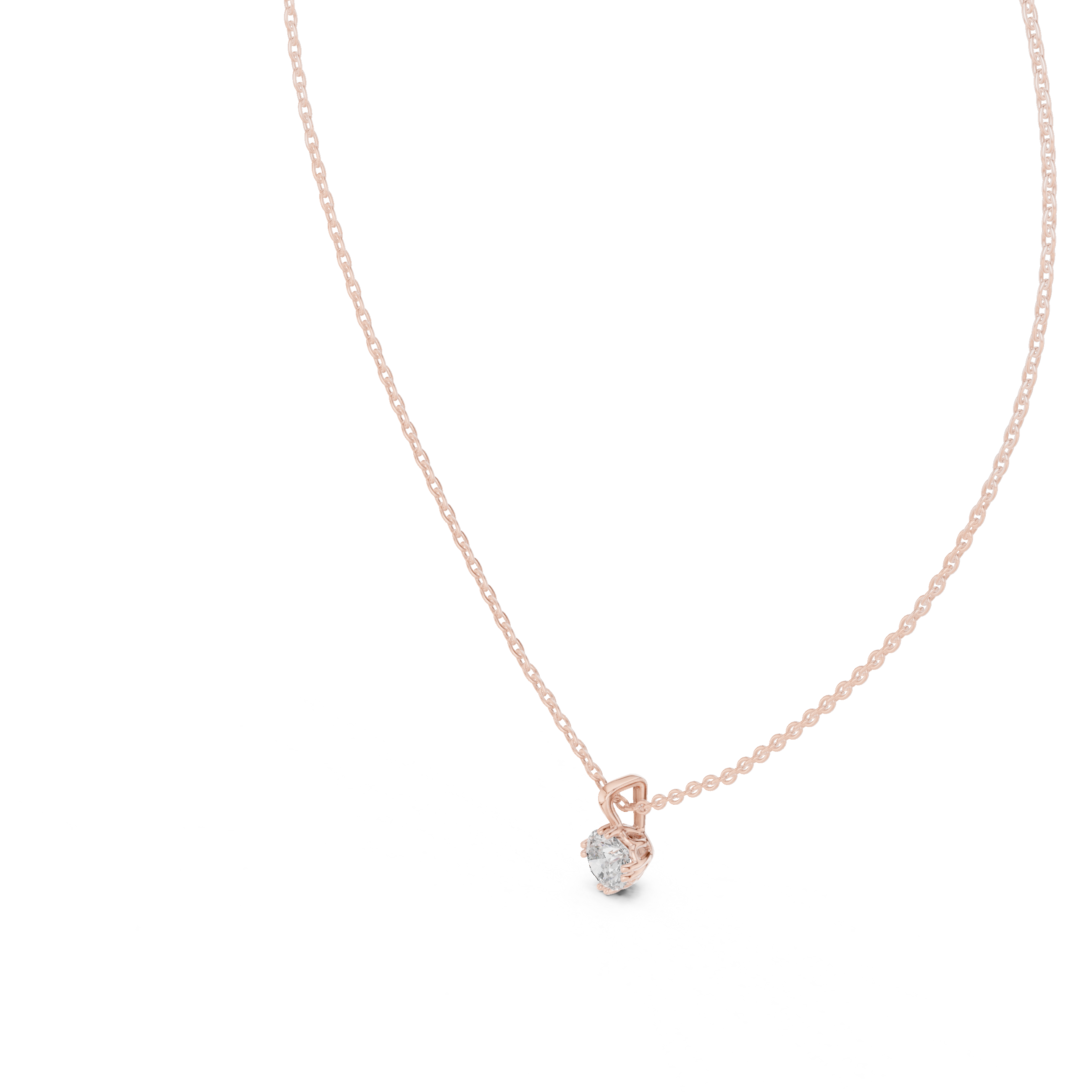 Minimal round cut solitaire diamond pendant in gold with lab grown diamond by Signora Jewels