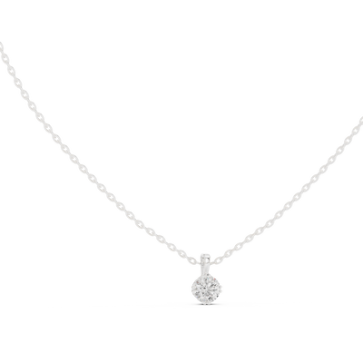 Minimal round cut solitaire diamond pendant in gold with lab grown diamond by Signora Jewels