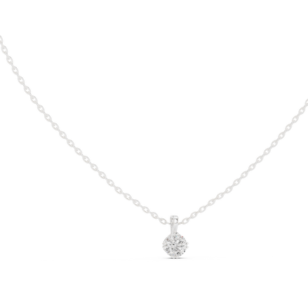 Minimal round cut solitaire diamond pendant in gold with lab grown diamond by Signora Jewels