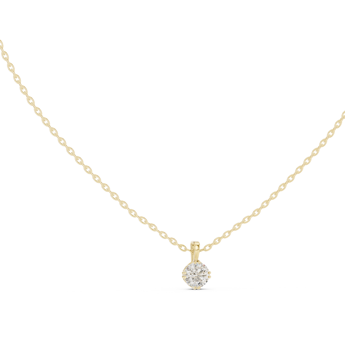 Minimal round cut solitaire diamond pendant in gold with lab grown diamond by Signora Jewels