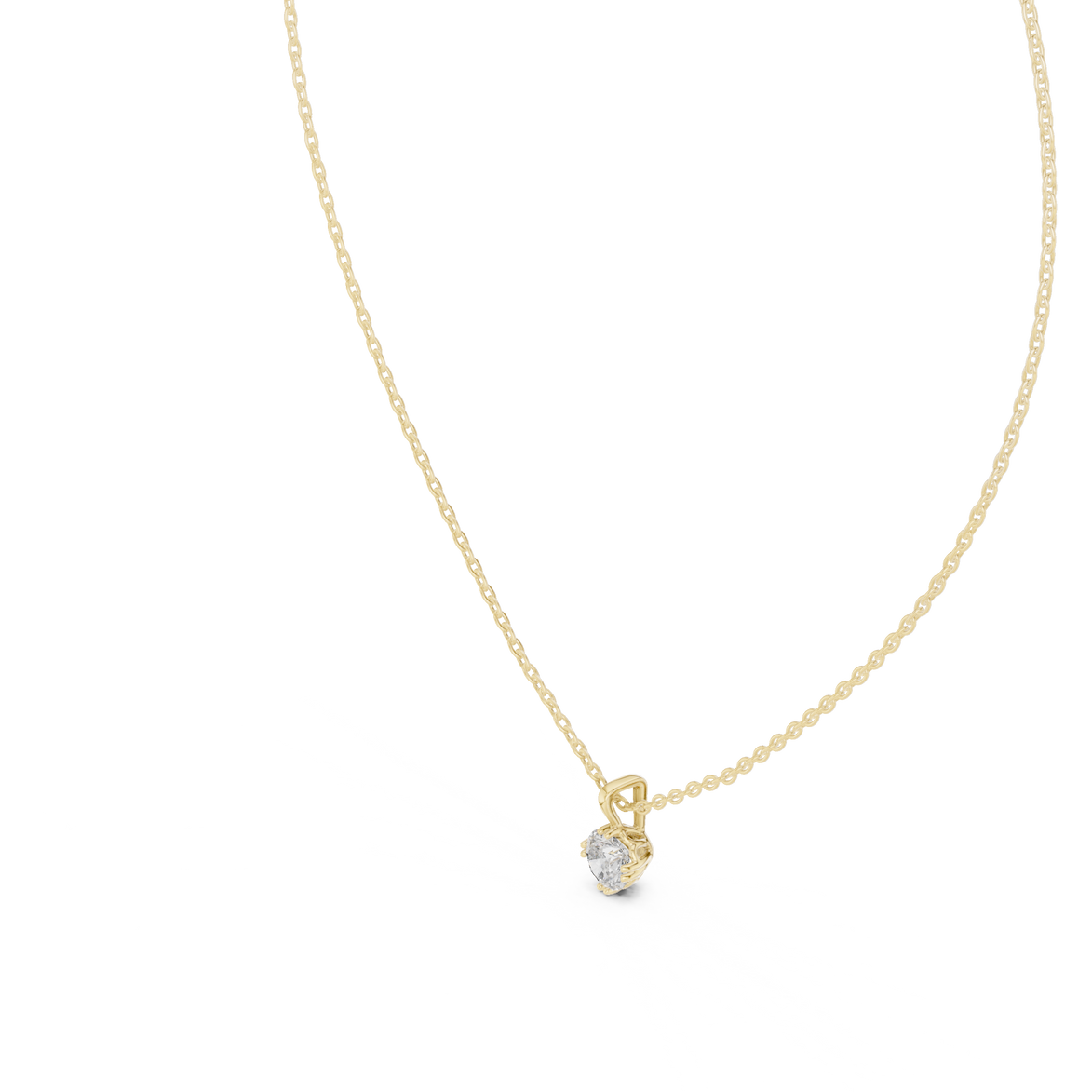 Minimal round cut solitaire diamond pendant in gold with lab grown diamond by Signora Jewels