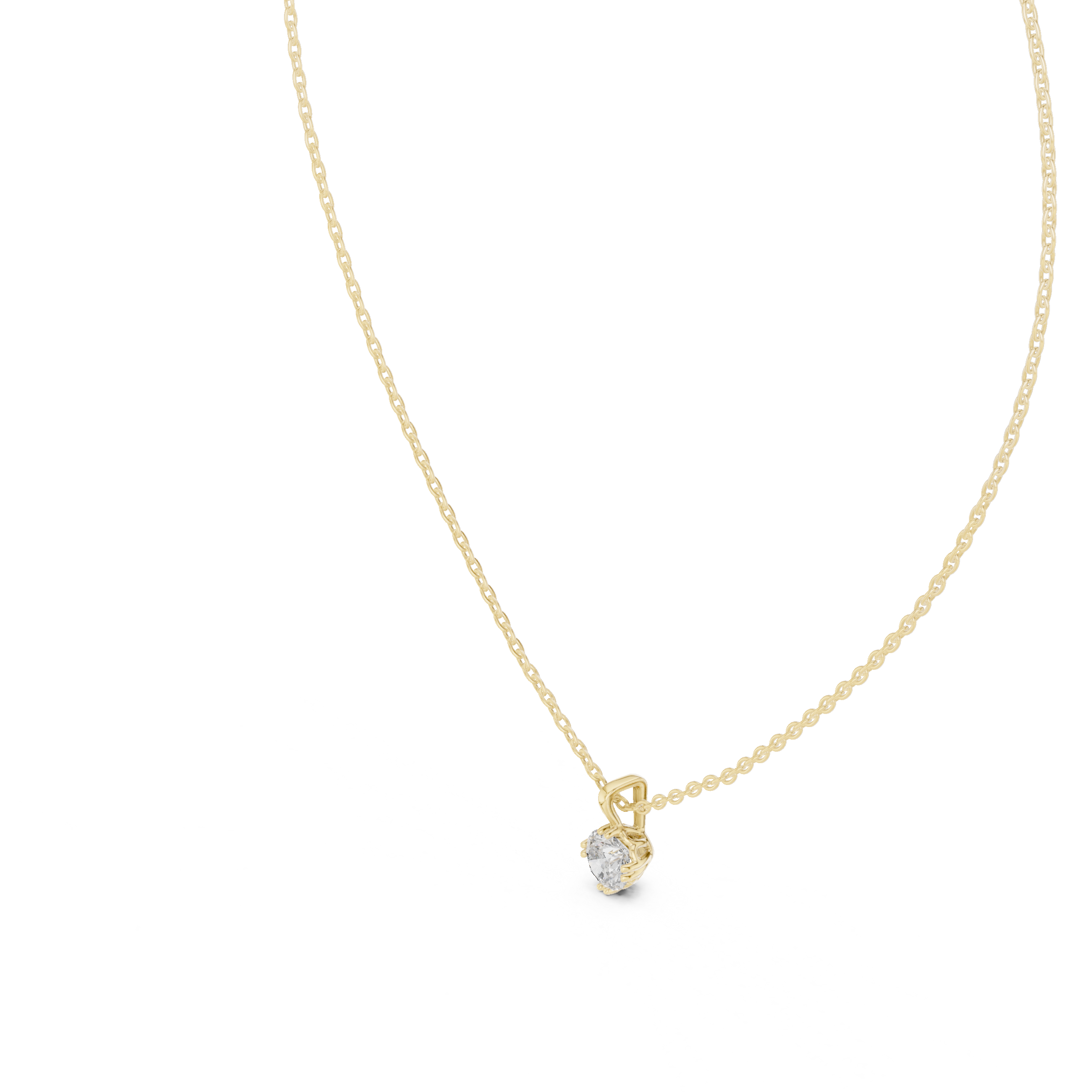 Minimal round cut solitaire diamond pendant in gold with lab grown diamond by Signora Jewels