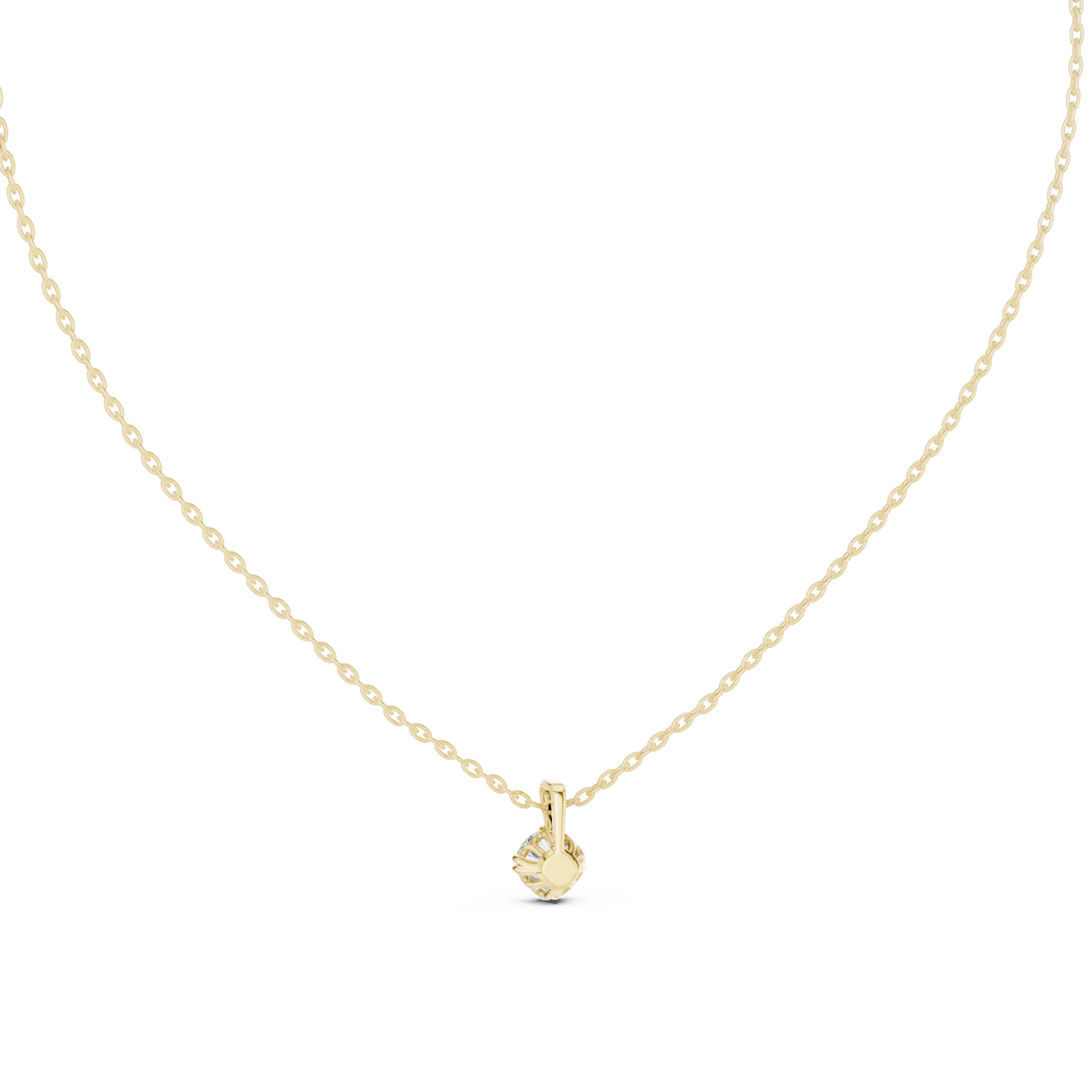 Minimal round cut solitaire diamond pendant in gold with lab grown diamond by Signora Jewels