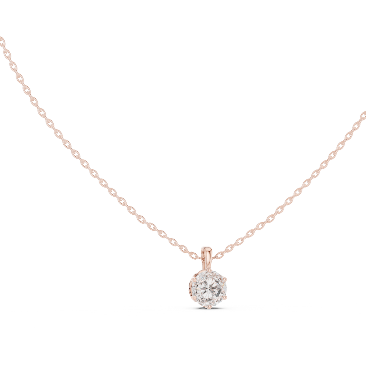 Classic round cut solitaire diamond pendant in gold with lab grown diamond by Signora Jewels