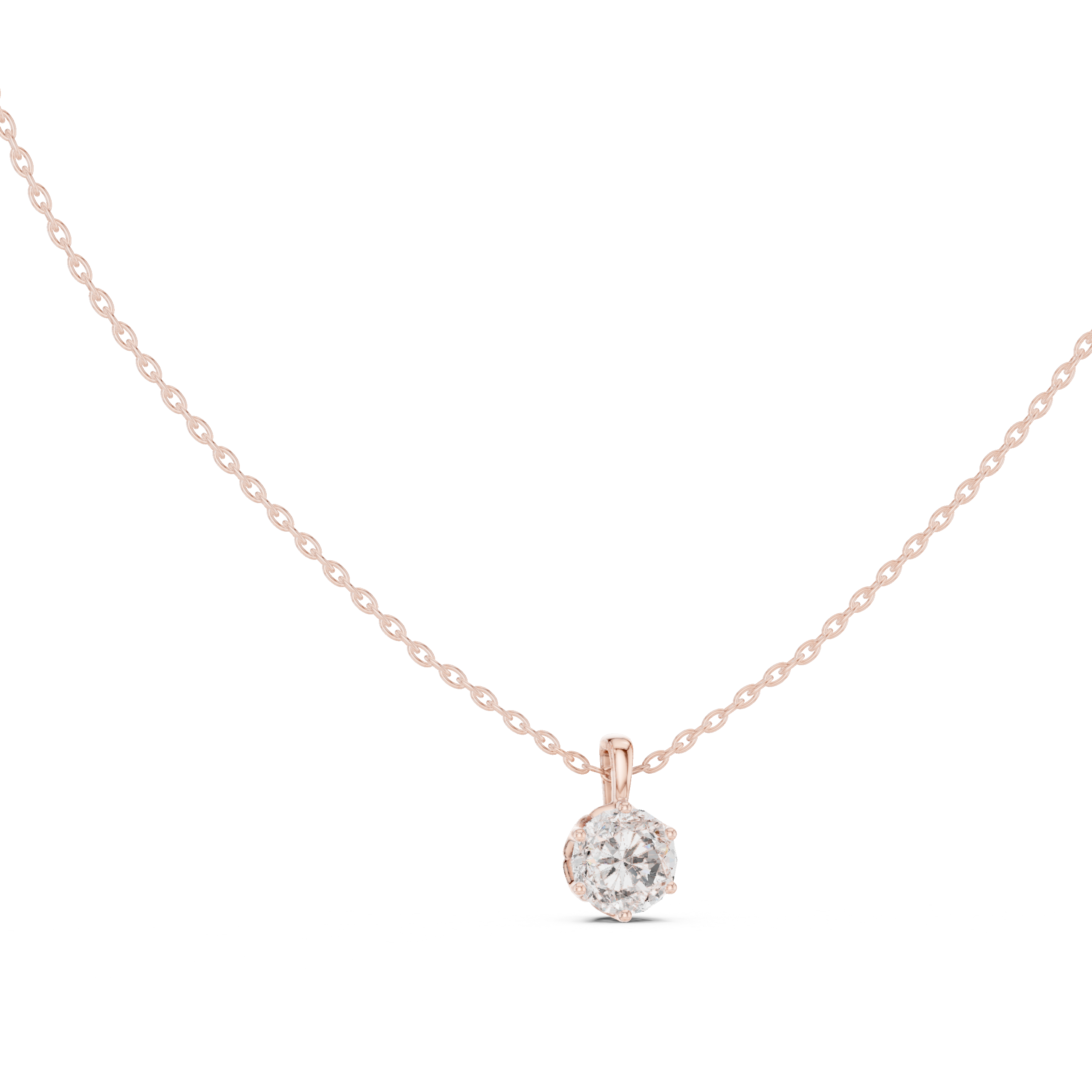 Classic round cut solitaire diamond pendant in gold with lab grown diamond by Signora Jewels