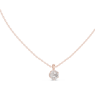 Classic round cut solitaire diamond pendant in gold with lab grown diamond by Signora Jewels