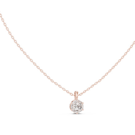 Classic round cut solitaire diamond pendant in gold with lab grown diamond by Signora Jewels