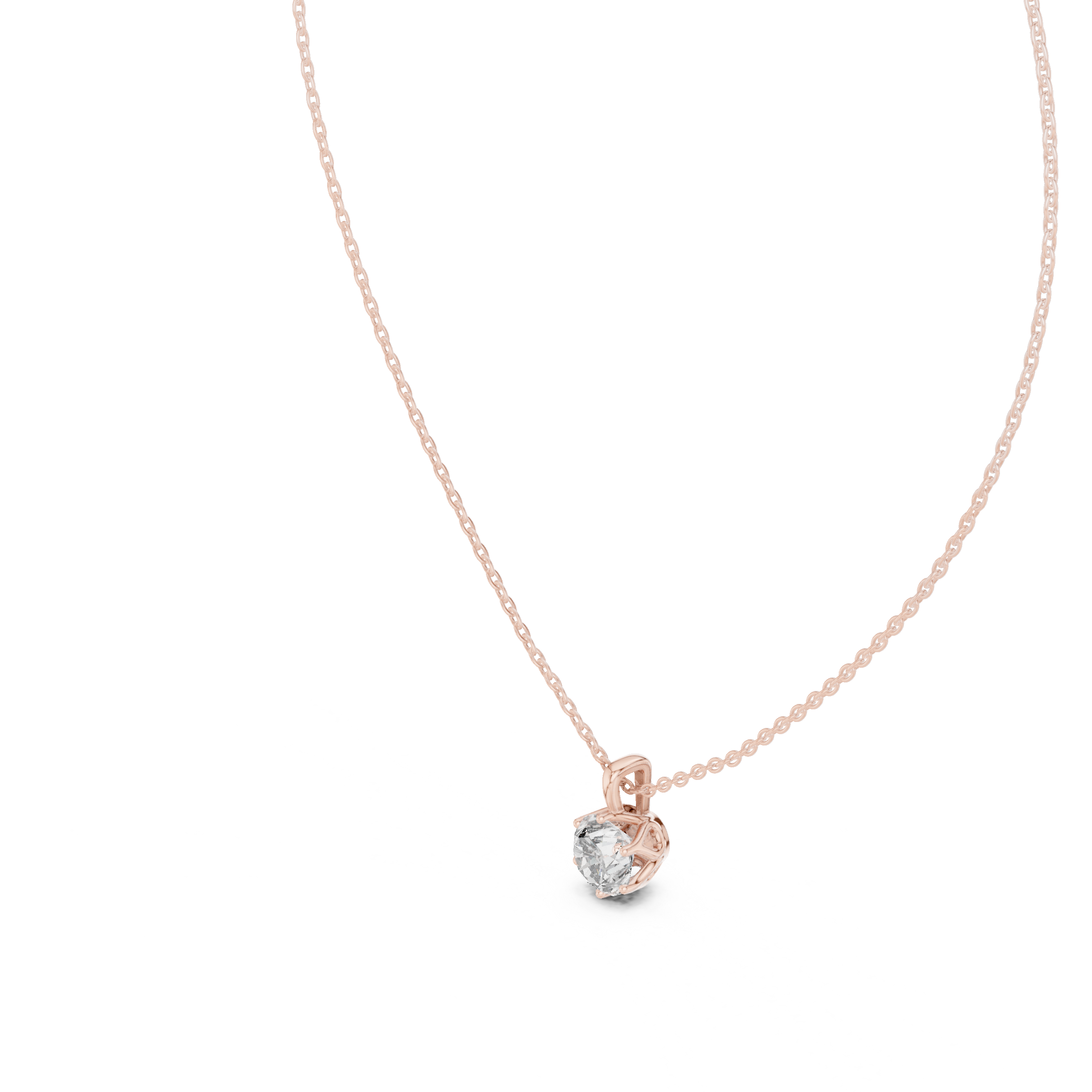 Classic round cut solitaire diamond pendant in gold with lab grown diamond by Signora Jewels