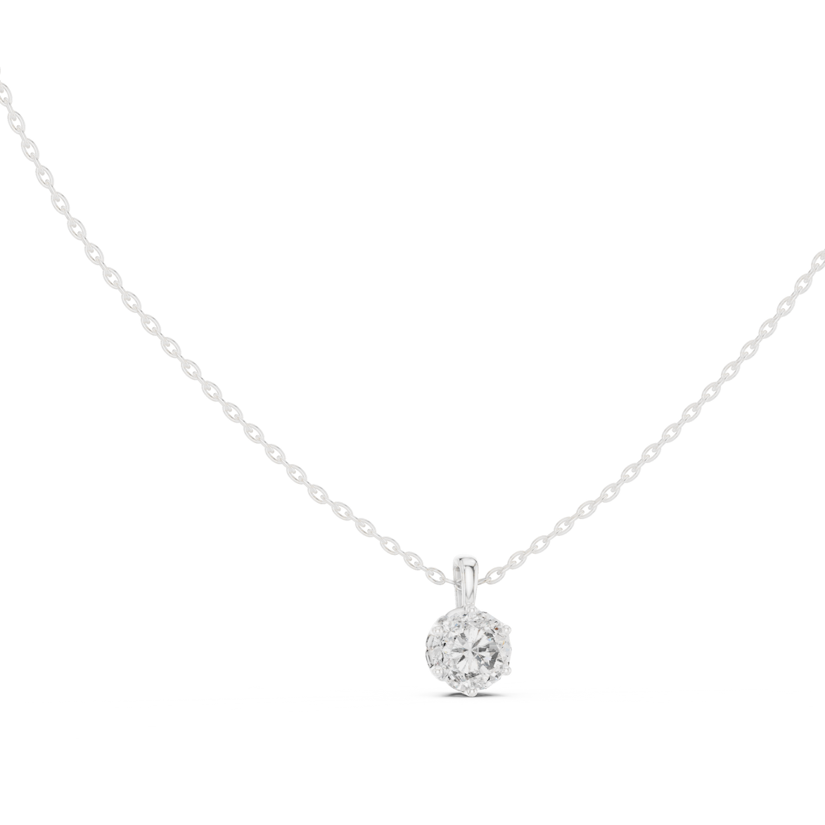 Classic round cut solitaire diamond pendant in gold with lab grown diamond by Signora Jewels