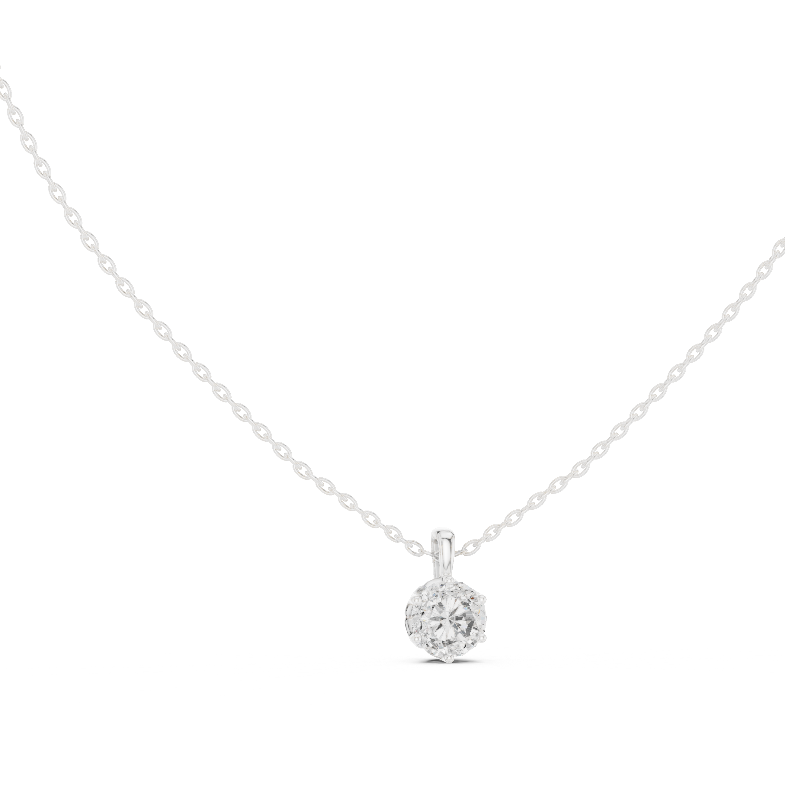 Classic round cut solitaire diamond pendant in gold with lab grown diamond by Signora Jewels