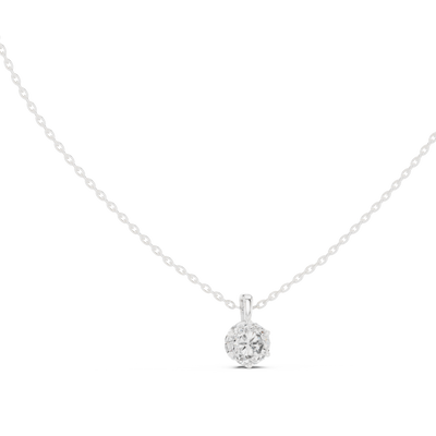 Classic round cut solitaire diamond pendant in gold with lab grown diamond by Signora Jewels