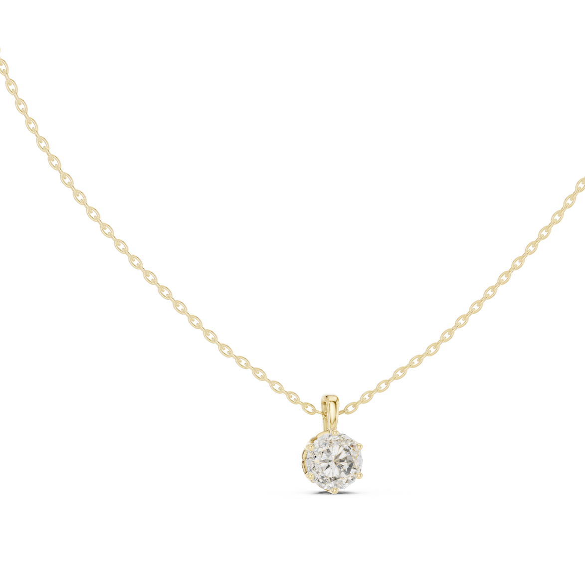 Classic round cut solitaire diamond pendant in gold with lab grown diamond by Signora Jewels