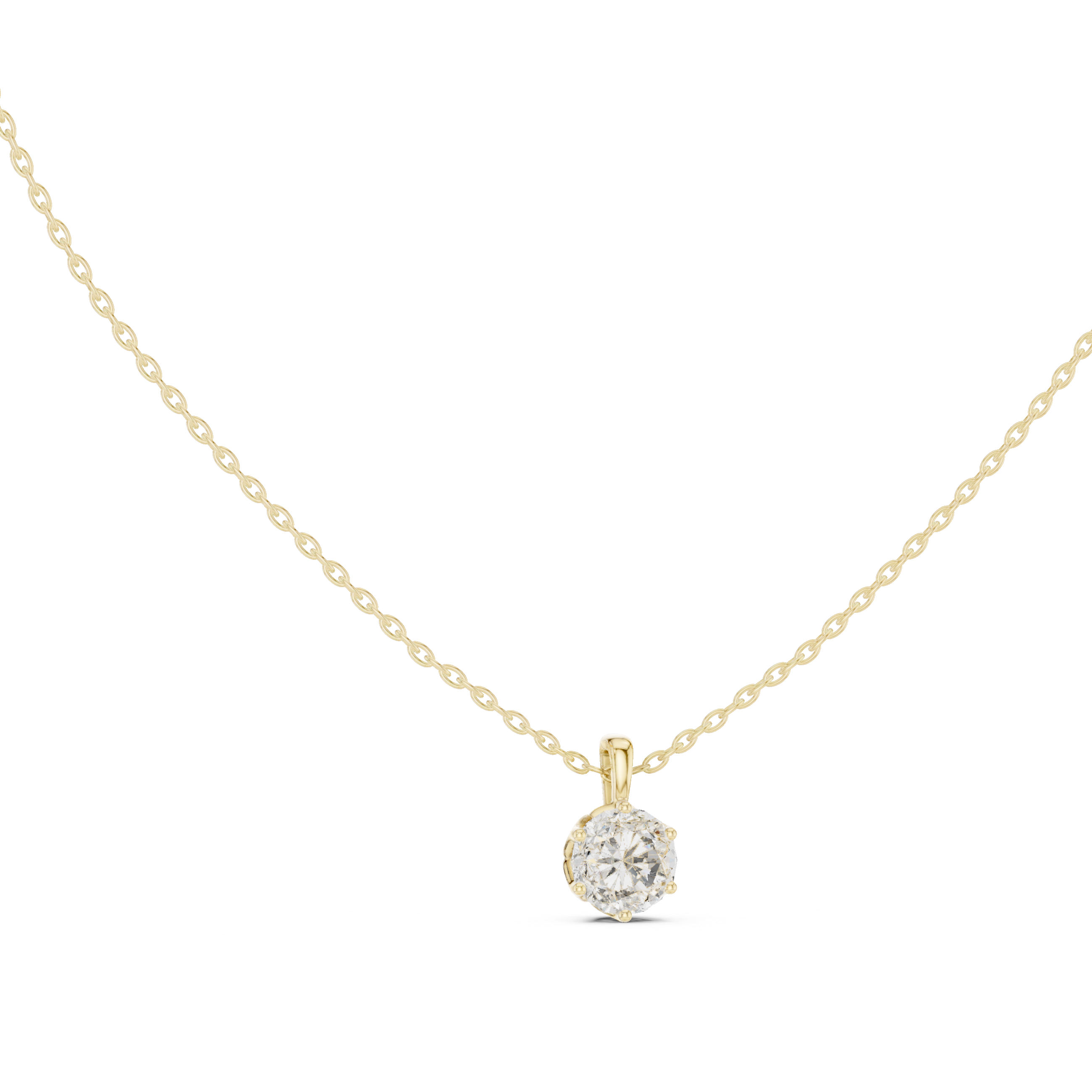 Classic round cut solitaire diamond pendant in gold with lab grown diamond by Signora Jewels